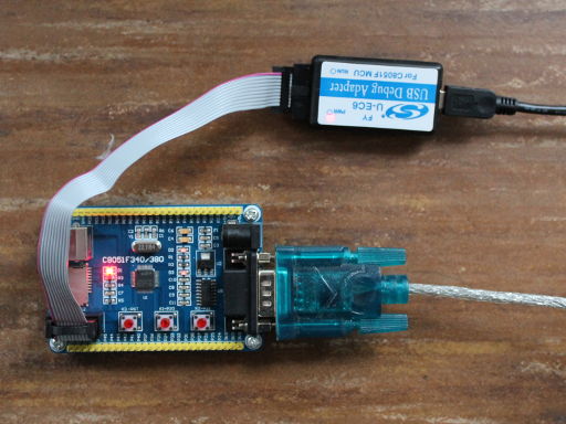 C8051F340/380 board with Demo running